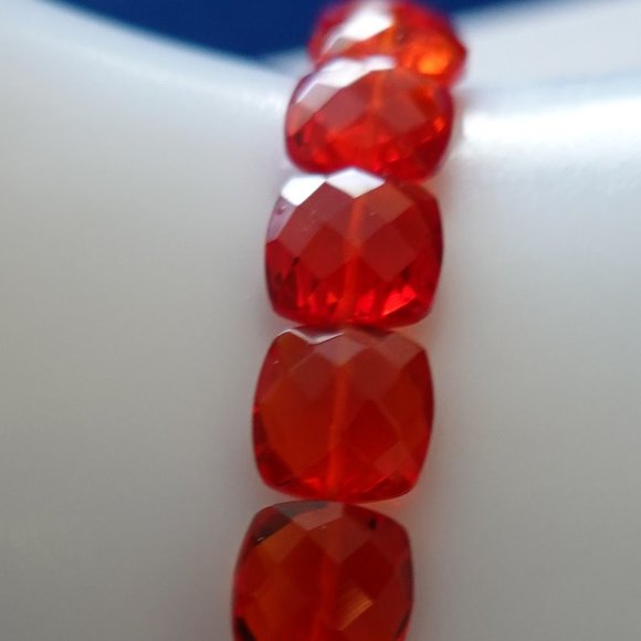 (NWT) Red Quartz Cushion Cut Briolette Bracelet - Picture 2 of 12